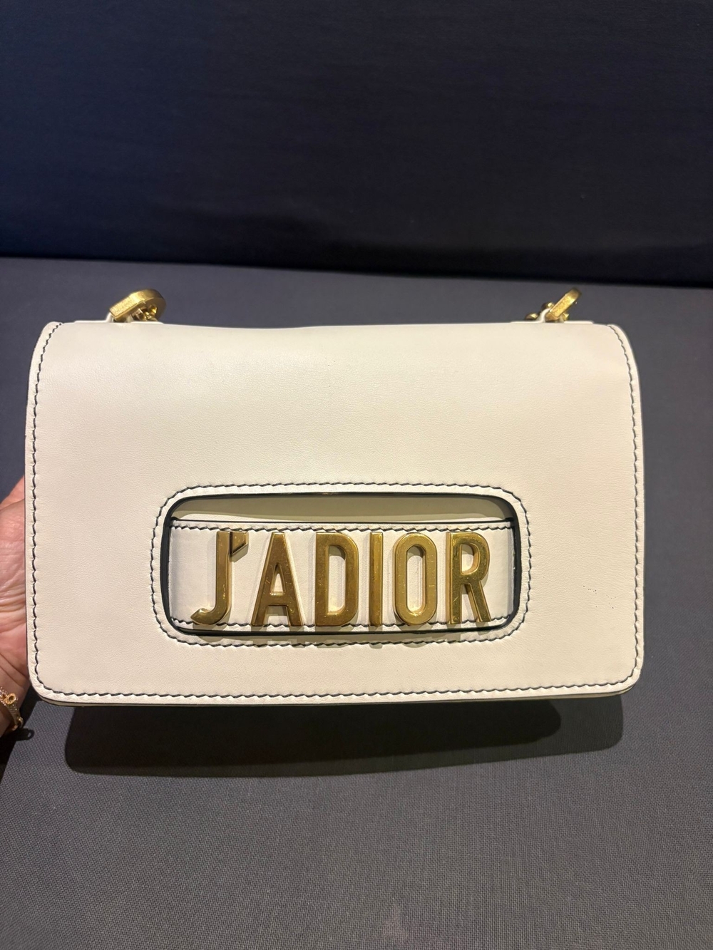 Dior J'Adior White Leather Shoulder Bag